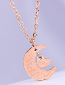 Fashion Gold Color Heart Moon Letter Titanium Steel Necklace