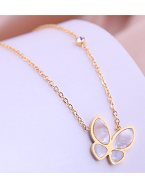 Fashion Gold Color Shell Butterfly Titanium Steel Necklace