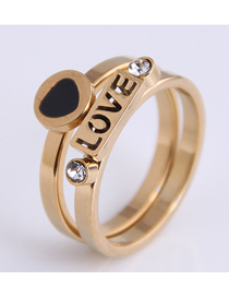 Fashion Gold Color Love Stainless Steel Inlaid Zirconium Love Letter Ring