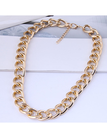 Fashion Golden Glossy Short Necklace With Metal Chain