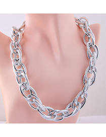 Fashion Silver Color Metal Chain Braided Short Necklace