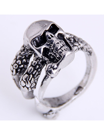 Fashion Ancient Silver Color Skull Open Ring