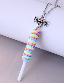 Fashion Silver Color Rainbow Stick Letter Piece Pendant Necklace