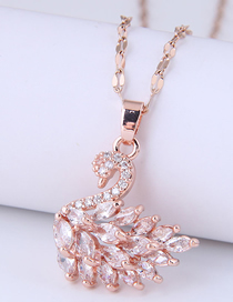 Fashion White Copper Inlaid Zirconium Swan Necklace