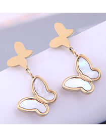 Fashion Gold Color Titanium Steel Shell Butterfly Earrings