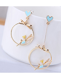 Fashion Gold Metal Angel Asymmetrical Stud Earrings