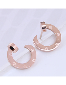 Fashion Rose Gold Titanium Steel Circle Ear Studs