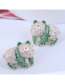 Fashion Green Copper Inlaid Zirconium Panda Earrings