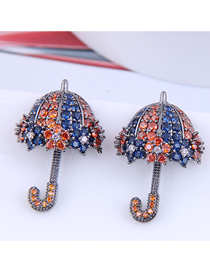 Fashion Blue Copper Inlaid Zirconium Umbrella Earrings