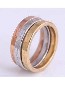 Fashion Color Stainless Steel Ecg Three-layer Ring