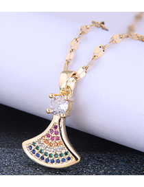 Fashion Gold Color:rainbow Jewelry Copper Inlaid Zirconium Shell Necklace
