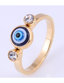 Fashion Gold Color Stainless Steel Diamond Eye Ring