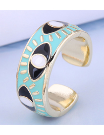 Fashion Blue Gold Color-plated Oil Dripping Eye Open Ring