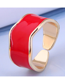 Fashion Red Gold Color-plated Oil Drop Lace Open Ring
