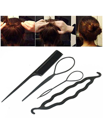 Fashion Black Four-piece Set Of Geometrical Hairpin Hairpin Pull Hairpin Hairpin