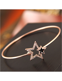 Fashion Gold Color Alloy Flash Diamond Five-pointed Star Bracelet