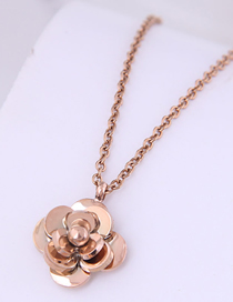 Fashion Rose Gold Color Titanium Steel Rose Necklace