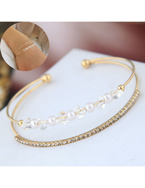 Fashion Gold Alloy Flash Diamond Open Bracelet