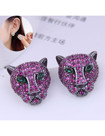 Fashion Black-2 Copper Inlaid Zirconium Leopard Earrings