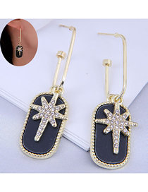 Fashion Black Alloy Flash Diamond Eight Pointed Star Stud Earrings