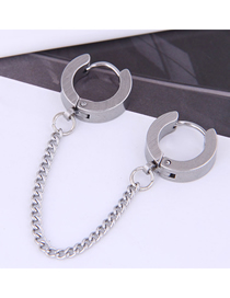 Fashion Silver Titanium Steel Single Tassel Earring