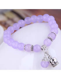 Fashion Purple Alloy Crown Ball Beaded Bracelet