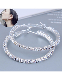 Fashion 3# Alloy Full Diamond Round Ear Ring