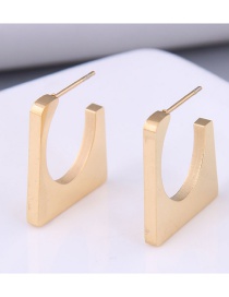 Fashion Gold Titanium Steel Three-dimensional Square Earrings