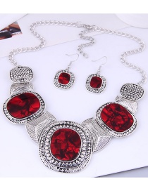 Fashion 4# Metal Geometric Plate Necklace And Earrings Set