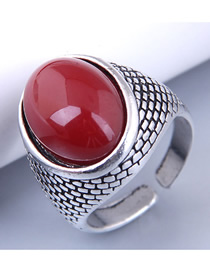 Fashion Silver Color Alloy Geometric Gemstone Ring