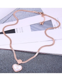 Fashion Rose Gold Titanium Steel Peach Heart Pearl Necklace