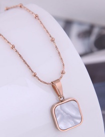 Fashion White-rose Gold Titanium Steel Square Necklace