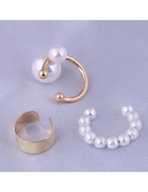 Fashion Gold Solid Copper Pearl Geometric Earrings Set