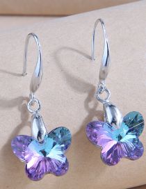 Fashion Silver Alloy Butterfly Crystal Stud Earrings