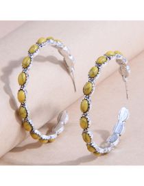 Fashion Yellow Metal Inset Loose C-shaped Stud Earrings