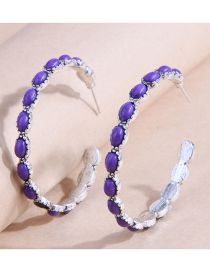 Fashion Purple Metal Inset Loose C-shaped Stud Earrings