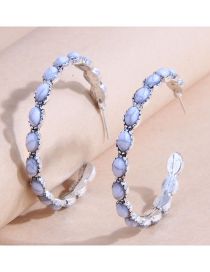 Fashion White Metal Inset Loose C-shaped Stud Earrings
