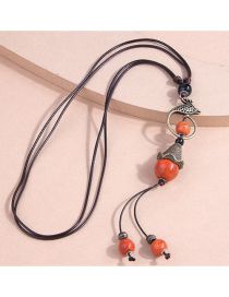 Fashion Orange Ceramic Phoenix Drop Bead Rope Necklace