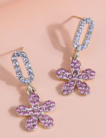 Fashion Gold Alloy Flash Diamond Flower Stud Earrings