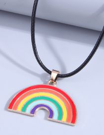 Fashion Black Metal Drip Rainbow Necklace