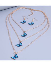 Fashion Gold Alloy Butterfly Stud Necklace Set