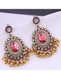 Fashion Gold Alloy Diamond Geometric Oval Stud Earrings