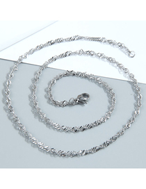 Fashion Silver Titanium Steel Wave Chain Necklace