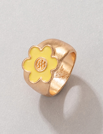 Fashion Yellow Alloy Drip Oil Flower Ring