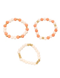 Fashion Orange Alloy Resin Beaded Pearl Bracelet Set Of Three