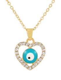 Fashion Lake Green Alloy Set Zirconium Oil Drop Eye Love Pendant Necklace
