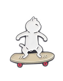 Fashion 4# Alloy Cartoon Skateboard Cat Brooch