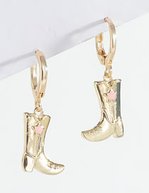 Fashion Gold Alloy Boots Drip Oil Pentagram Earrings