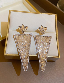 Fashion Gold Alloy Diamond Geometric Inverted Triangle Stud Earrings