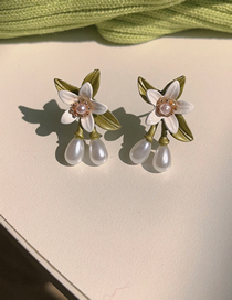 Fashion 3#pearl Flower-stud Earrings Alloy Pearl Flower Stud Earrings